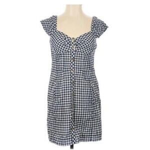 Leifsdottir Anthropologie Mini Dress Size 8 Plaid Navy White Gingham Nautical